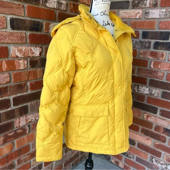 LANDS END YELLOW DOWN PUFFER COAT SIZE SMALL - Picture 7 of 16